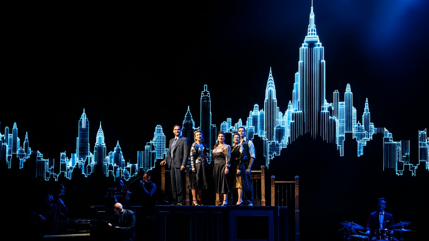 Escenario LED Prina con pantallas que recrean un skyline urbano en un espectáculo en vivo